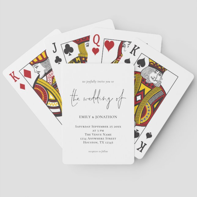 Modern Script Wedding Playing Card Invitation (Back)