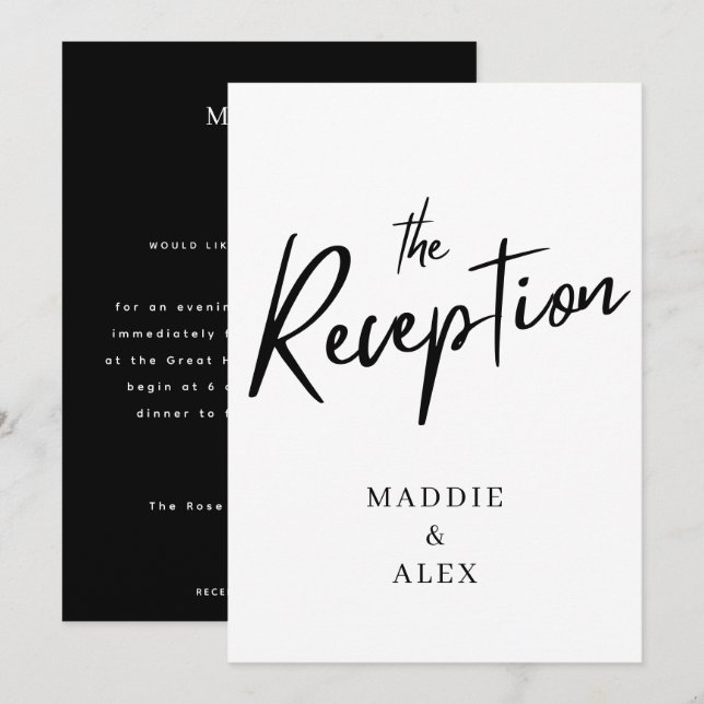 modern script wedding reception invitation (Front/Back)