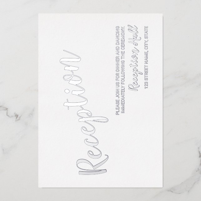 Modern Script Wedding Reception Silver (Front)