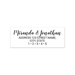 Modern Script Wedding Return Address Rubber Stamp