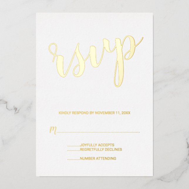 Modern Script Wedding RSVP Gold (Front)