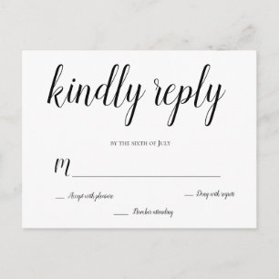 Modern script wedding rsvp postcards