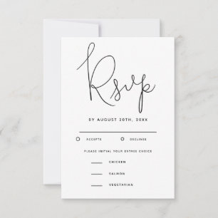 Modern Script Wedding RSVP with Meal Choice
