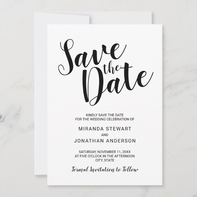 Modern Script Wedding Save The Date (Front)