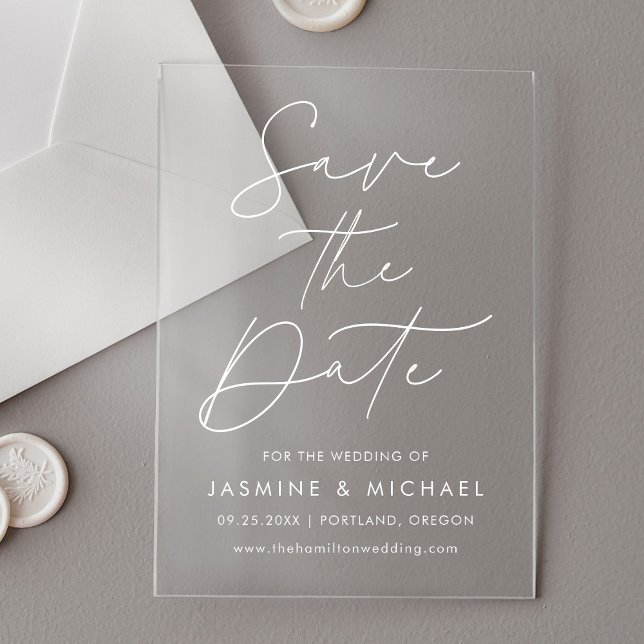 Modern Script Wedding Save the Date Acrylic Invitations (Creator Uploaded)