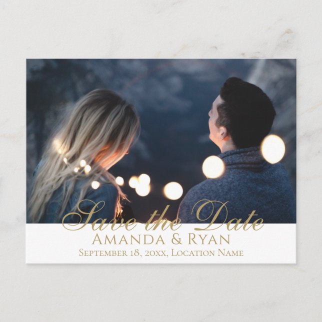 Modern Script Wedding Save the Date Photo Announcement Postcard (Front)