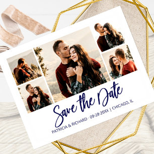 Modern Script Wedding Save The Date Photo Collage Postcard