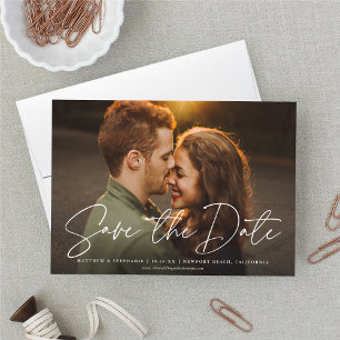 Modern Script Wedding Save The Date Photo Invitation