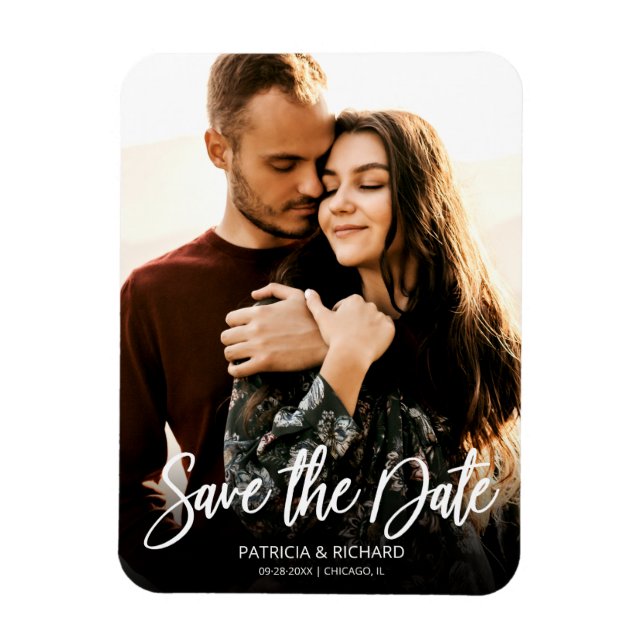 Modern Script Wedding Save The Date Photo Magnet (Vertical)
