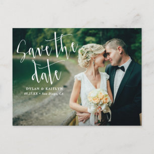 Modern Script Wedding Save The Date Postcard