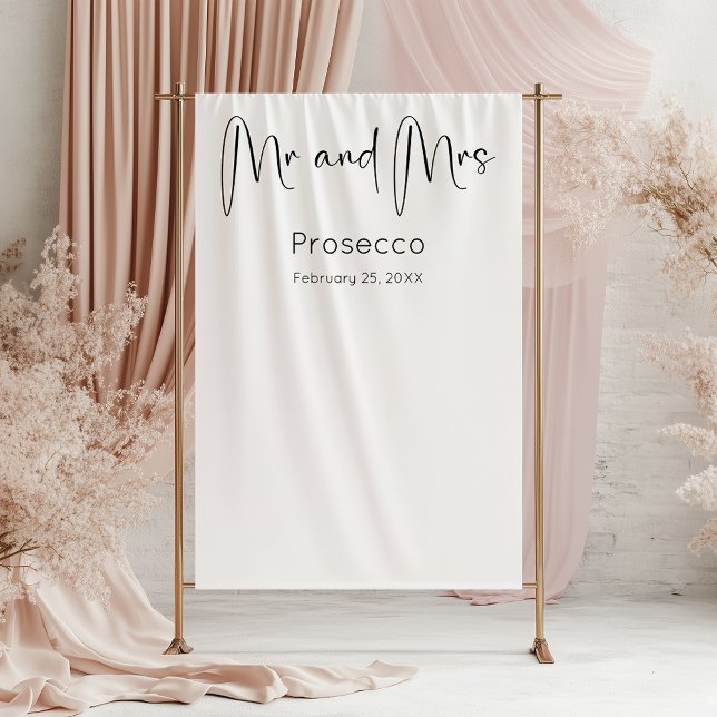 Modern Script Wedding Shower Backdrop Tapestry (Creator Uploaded)