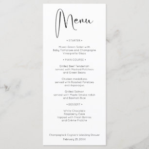 Modern Script Wedding Shower Menu