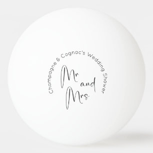 Modern Script Wedding Shower Mr and Mrs Ping Pong Ball