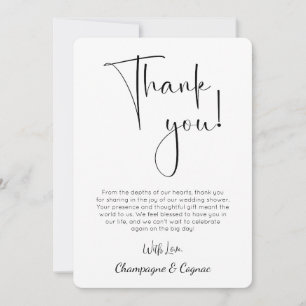 Modern Script Wedding Shower Photo Thank You Card