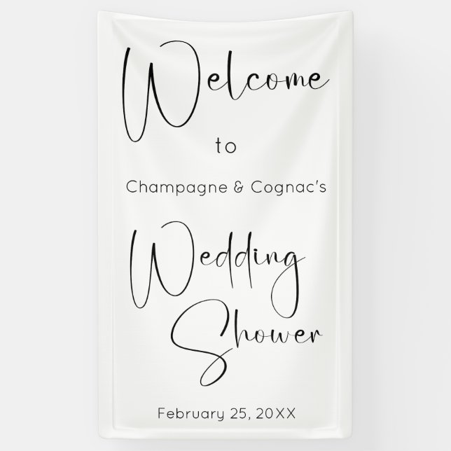 Modern Script Wedding Shower Welcome Banner (Vertical)