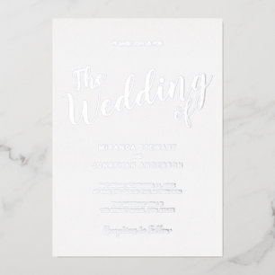 Modern Script Wedding Silver Foil Invitation