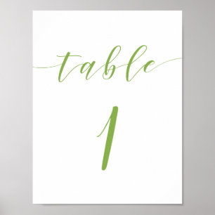 Modern script wedding table number 1 sign