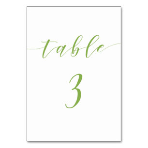 Modern script wedding table number card 3