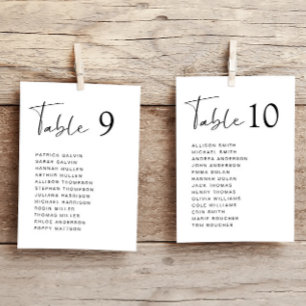 Modern Script Wedding Table Seating Chart Card