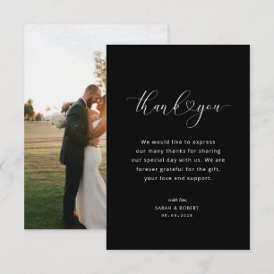 modern script wedding thank you card