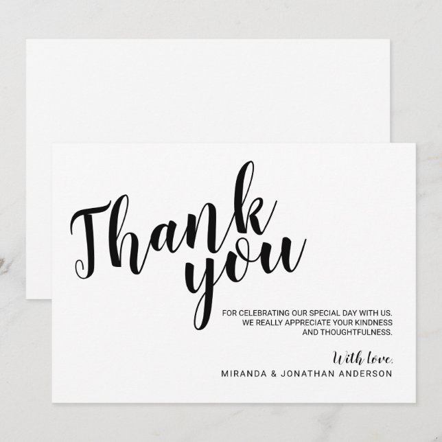 Modern Script Wedding Thank You Invitation (Front/Back)