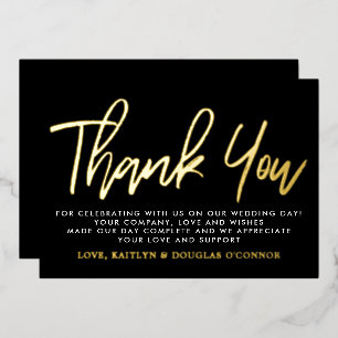 Modern Script Wedding Thank You Real Foil