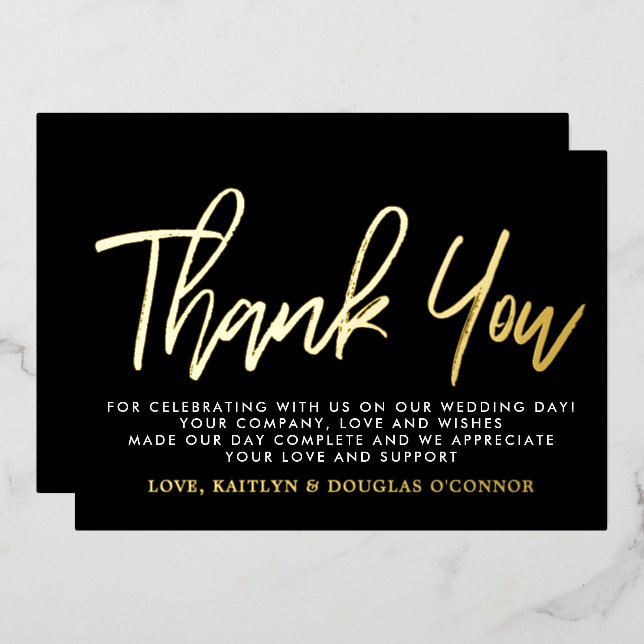 Modern Script Wedding Thank You Real Foil (Front/Back)