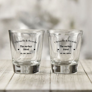 Modern  script wedding the perfect blend  shot glass