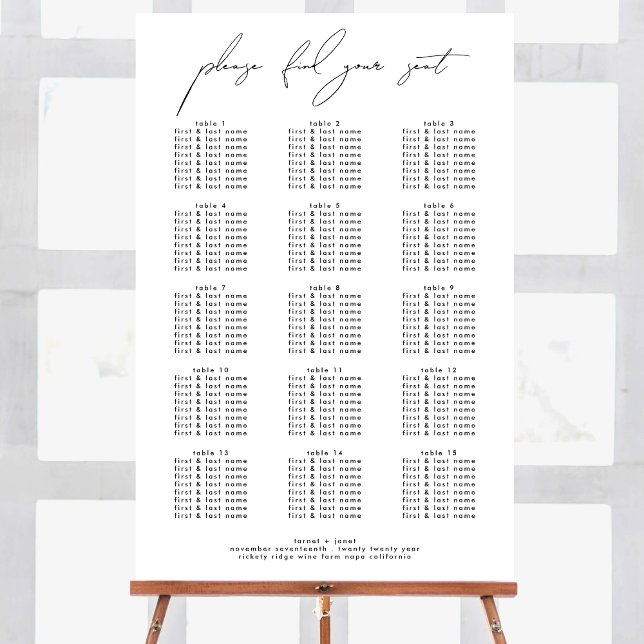 Modern Script Wedding Welcome Custom Table Seating Poster (Creator Uploaded)