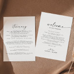 Modern Script Wedding Welcome Letter & Itinerary<br><div class="desc">These modern script wedding welcome letter & itinerary cards are perfect for a minimalist wedding. The simple black and white design features unique industrial lettering typography with modern boho style. Customisable in any colour. Keep the design minimal and elegant, as is, or personalise it by adding your own graphics and...</div>