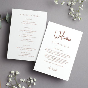 Modern Script Wedding Welcome Letter & Itinerary