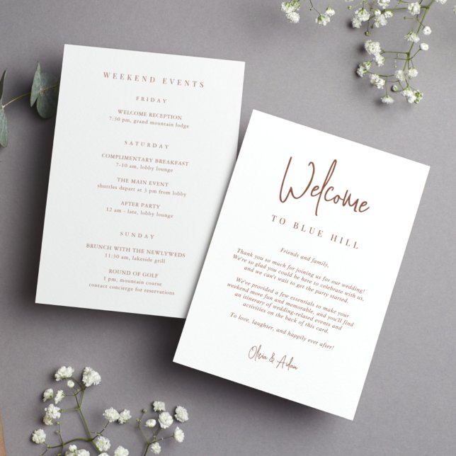 Modern Script Wedding Welcome Letter & Itinerary (Creator Uploaded)