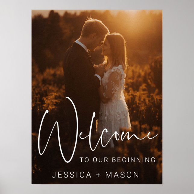 Modern Script Wedding Welcome Printed Poster (Front)