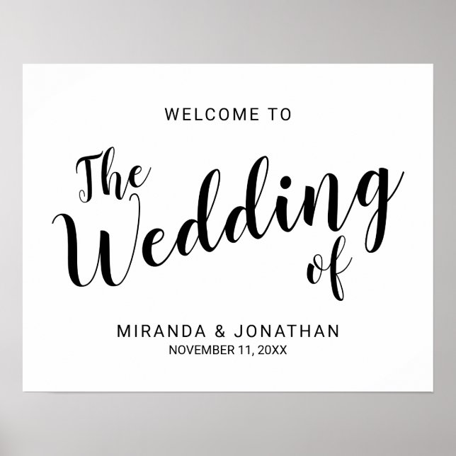 Modern Script Wedding Welcome Sign (Front)