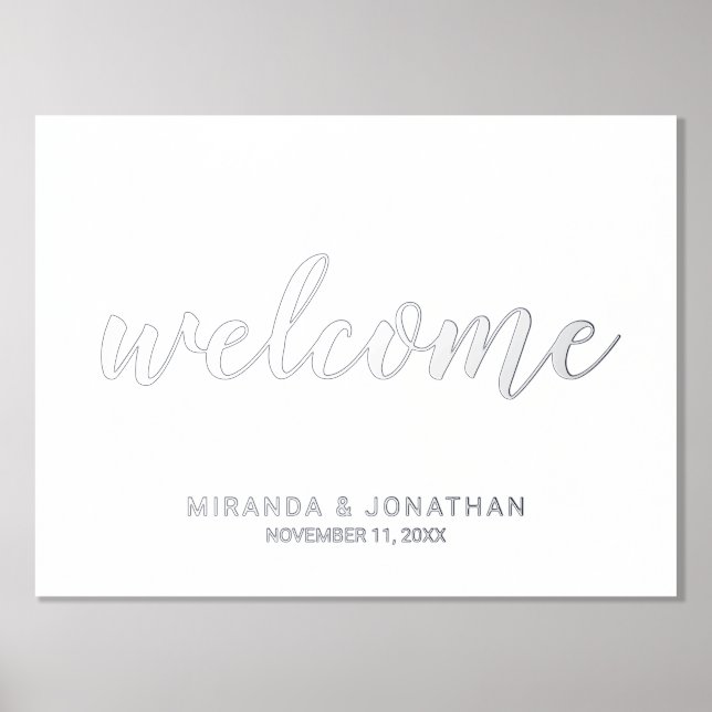 Modern Script Wedding Welcome Silver Foil Prints (Front)