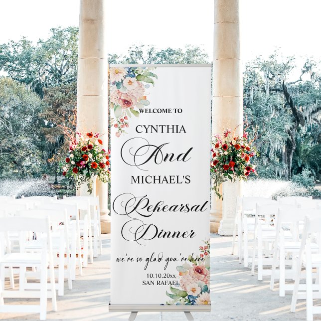Modern Script 'Welcome to our Rehearsal Dinner' Retractable Banner (Creator Uploaded)