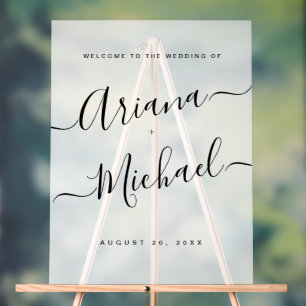 Modern Script Welcome Wedding Frosted Minimalist Acrylic Sign