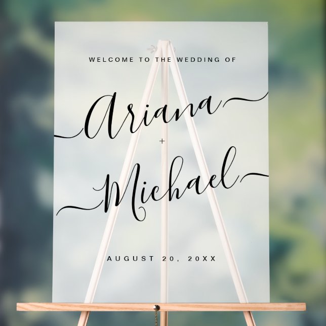Modern Script Welcome Wedding Frosted Minimalist Acrylic Sign (Neutral)
