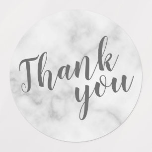 Modern Script White Marble Wedding Thank You