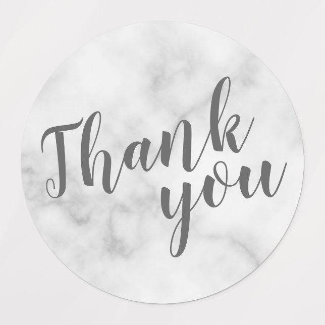Modern Script White Marble Wedding Thank You (Design 1)