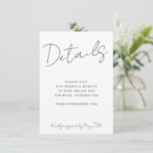 Modern Script White Wedding Website Details QR  Invitation
