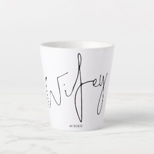 Modern Script Wifey Name Bride Gift Box Idea Latte Mug