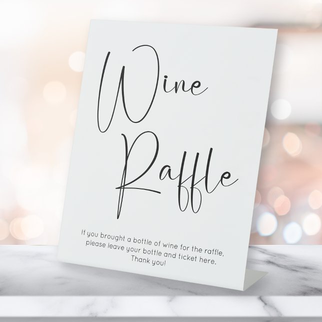 Modern Script Wine Raffle Pedestal Sign (Creator Uploaded)