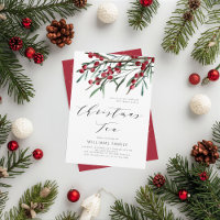 Modern Script Winter Berries Christmas Tea