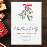 Modern Script Winter Mistletoe Christmas Party Invitation<br><div class="desc">Invite family and friends to your Christmas party with this modern and simple festive invitation.
It is decorated with watercolor green mistletoe,  white berries,  and stylish script typography.
Easily customisable.
Original Watercolour © Michele Davies.</div>