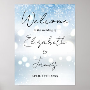 Modern Script Winter Wedding Welcome Sign