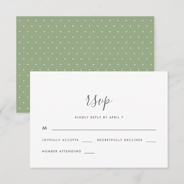 Modern Script with Dots Wedding Rsvp Card (Front/Back)