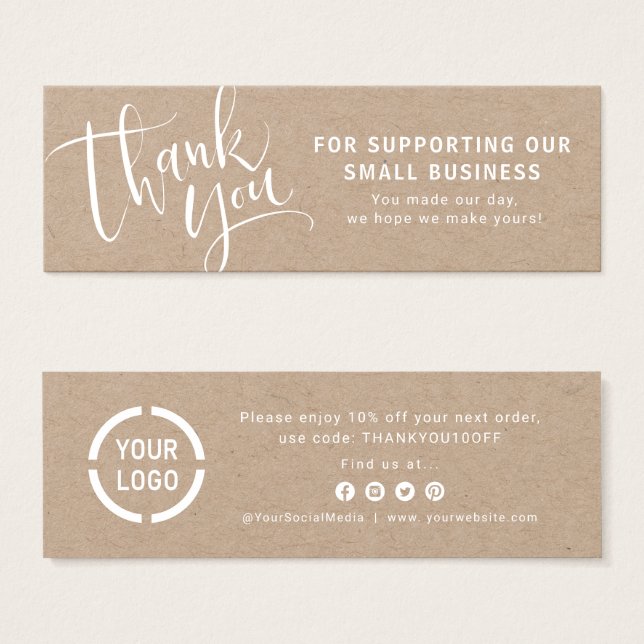 Modern script with logo business thank you insert (Front & Back)