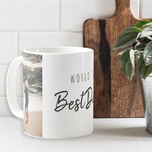 Modern Script World's Best Dad Father's Day Photo Coffee Mug