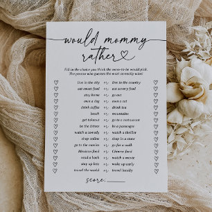 Modern Script Would Mummy Rather Baby Shower Game Invitation
